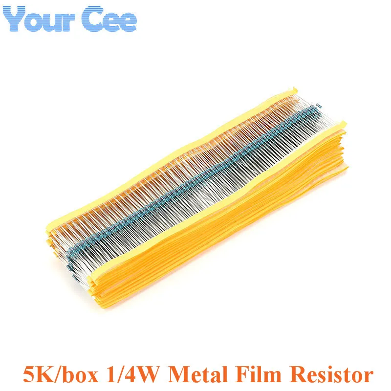 5000PCS 1/4W Metal Film Resistor Resistance 1% 1M 100R 220R 470R 1K 10K 100K 1.5K 2.2K 4.7K 10K 22K 47K 2.2 4.7 10 22 47 100 ohm
5000PCS 1/4W Metal Film Resistor Resistance 1% 1M 100R 220R 470R 1K 10K 100K 1.5K 2.2K 4.7K 10K 22K 47K 2.2 4.7 10 22 47 100 ohm