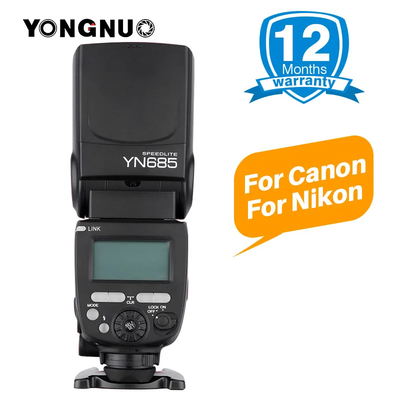 Беспроводная вспышка YONGNUO YN685 N/C TTL HSS 2 4G GN60 для Canon 5D3 5D2 70D 60D Nikon D5300 D200 D3400