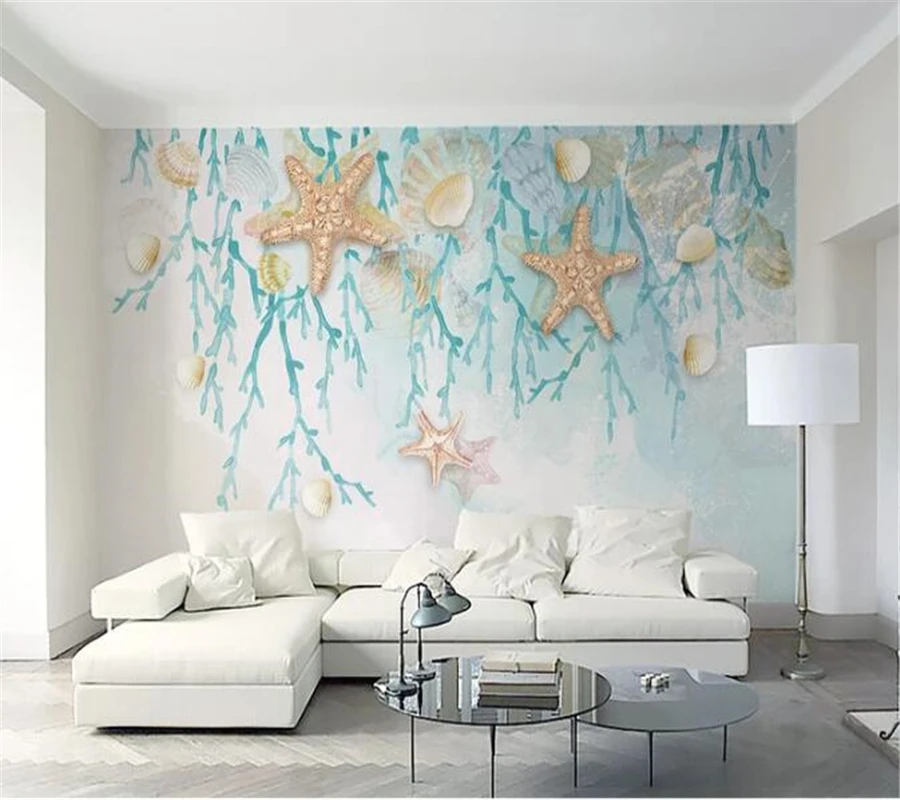 wellyu Custom wallpaper papel de parede Blue shell starfish coral watercolor 3d stereo TV background wall papier peint
wellyu Custom wallpaper papel de parede Blue shell starfish coral watercolor 3d stereo TV background wall papier peint