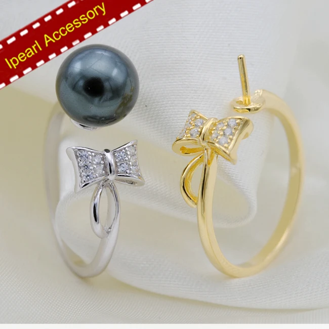 S925 Sterling Silver Rings Holder With Bowknot Design Silver&Gold Two Color Optional Open Adjustable Rings Jewelry Findings
S925 Sterling Silver Rings Holder With Bowknot Design Silver&Gold Two Color Optional Open Adjustable Rings Jewelry Findings