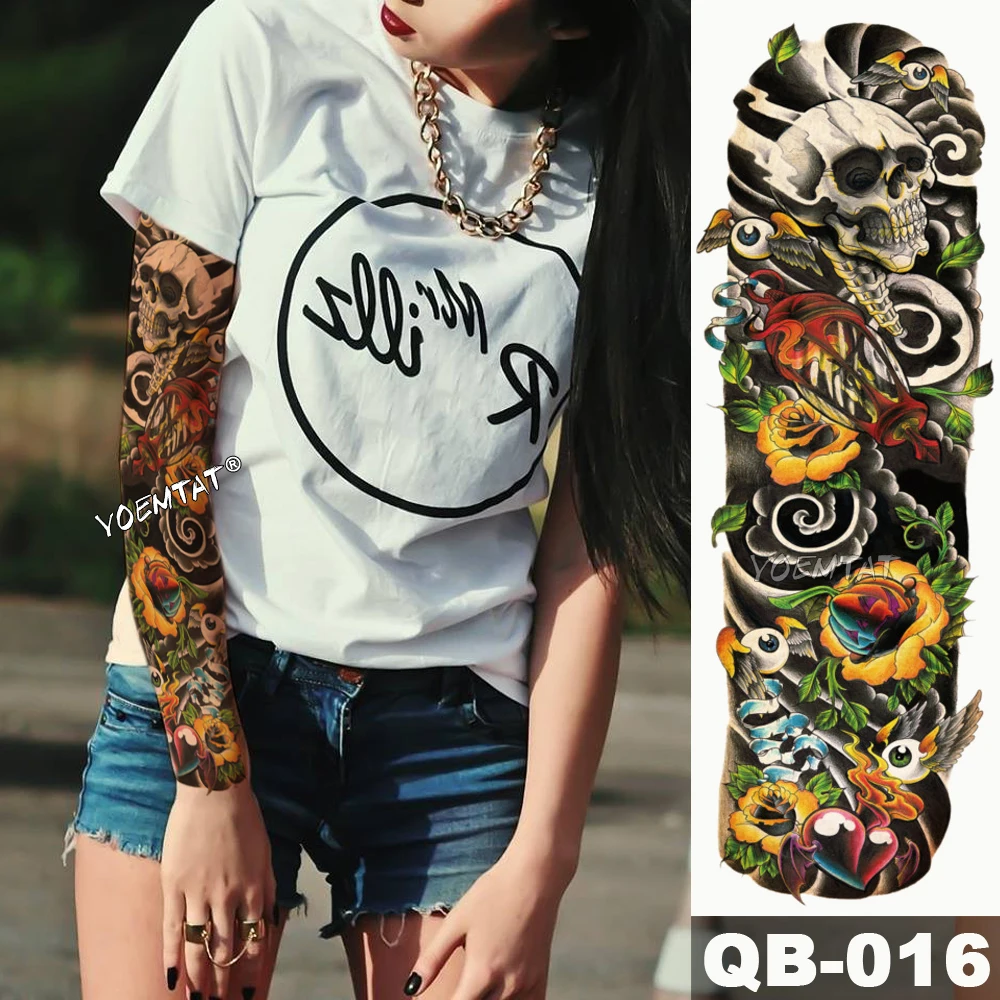 New 1 Piece Temporary Tattoo Sticker skull eyes heart rose Tattoo with Arm Body Art Big Sleeve Large Fake Tattoo Sticker
New 1 Piece Temporary Tattoo Sticker skull eyes heart rose Tattoo with Arm Body Art Big Sleeve Large Fake Tattoo Sticker