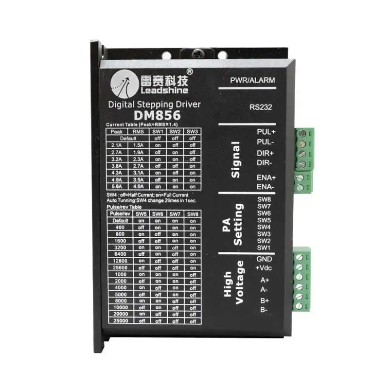 Leadshine DM856 2-phase 57 86 Digital Stepper Motor Driver 20-80V 1A to 5.6A NEMA23 NEMA34 motor
Leadshine DM856 2-phase 57 86 Digital Stepper Motor Driver 20-80V 1A to 5.6A NEMA23 NEMA34 motor