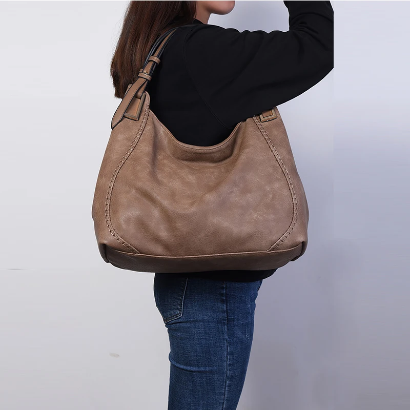 Женская кожаная сумка-хобо новый дизайн женская сумка для отдыха большие сумки