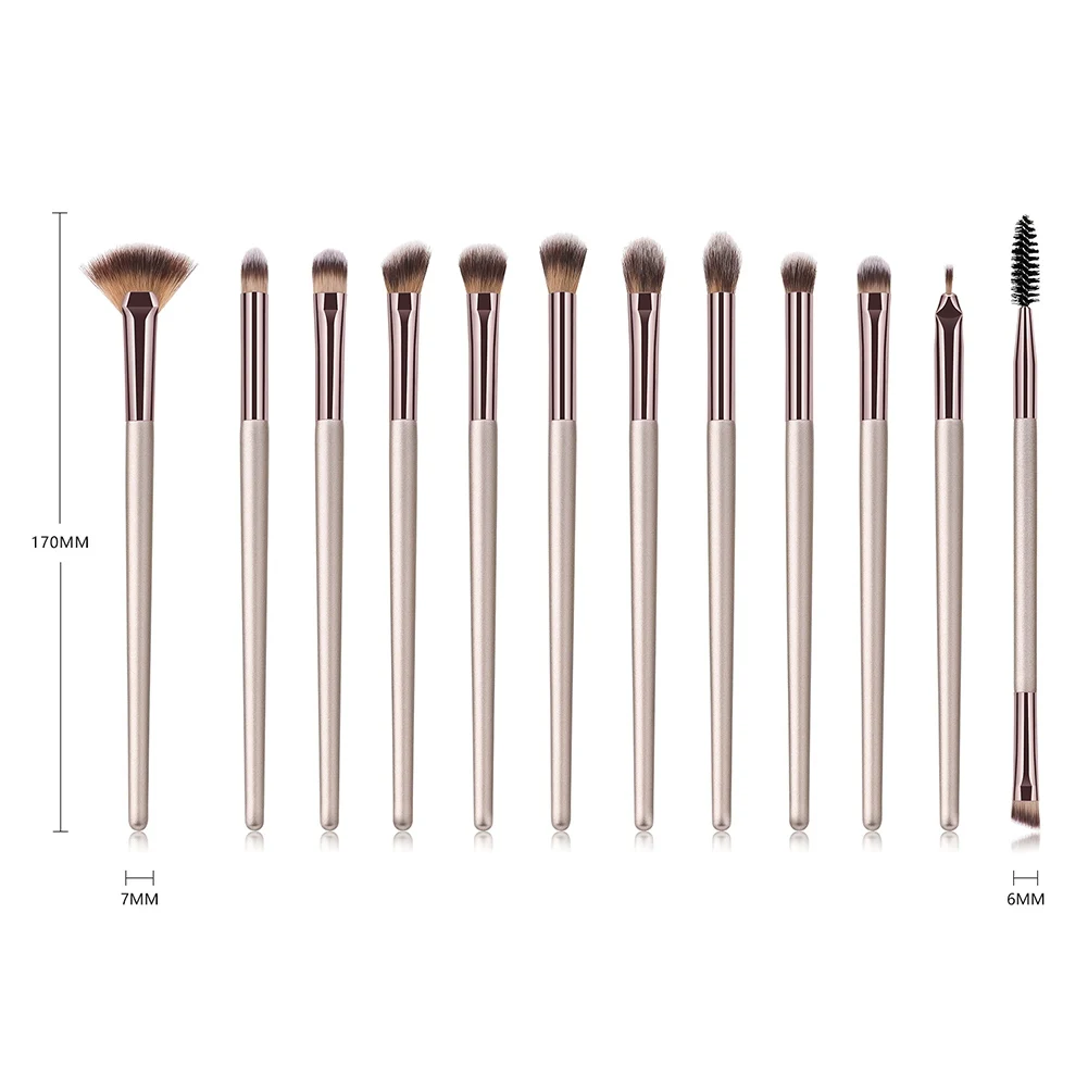 12pcs Champagne Gold Makeup Brushes Set Eye Shadow Foundation Cosmetic Tools Kit 88