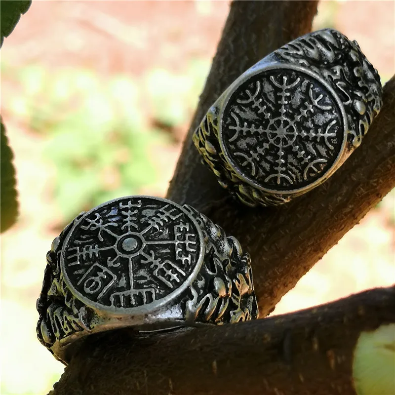 Комплект из 2 предметов Для мужчин Vegvizir кольцо с компасом викингов обручальное |