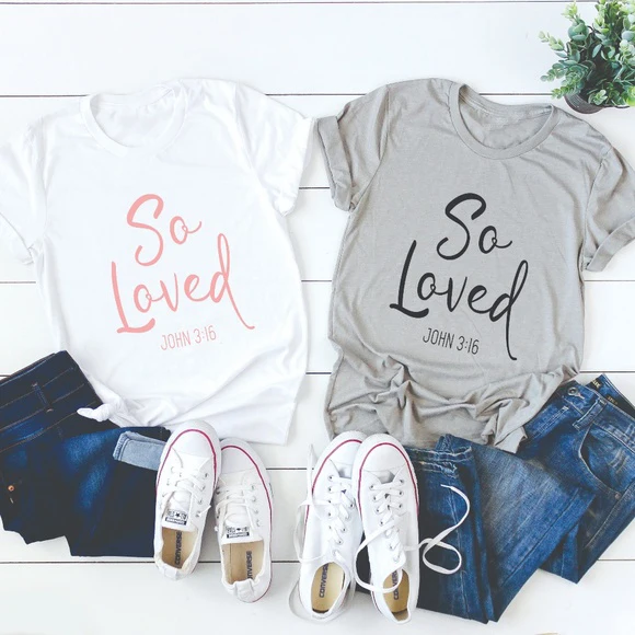 Skuggnas New Arrival So Loved T-shirt Women Fashion Funny Slogan Christian Jesus tshirts grunge tumlbr Summer quote shirts
Skuggnas New Arrival So Loved T-shirt Women Fashion Funny Slogan Christian Jesus tshirts grunge tumlbr Summer quote shirts