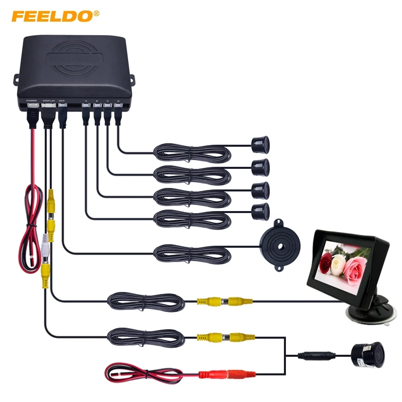 FEELDO Car 4.3" Windshield Monitor 4-sensor Parking Sensor 18.5mm CCD Camera Reversing Rearview Radar System
FEELDO Car 4.3" Windshield Monitor 4-sensor Parking Sensor 18.5mm CCD Camera Reversing Rearview Radar System