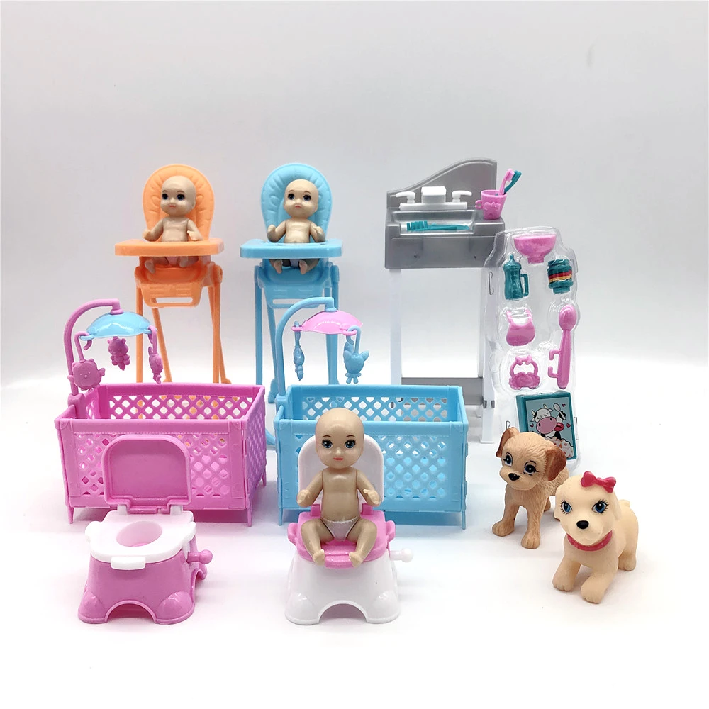 2021 fashion cute barbies princess doll accessories simulation mini crib toilet dining chair washbasin puppy children's toy
2021 fashion cute barbies princess doll accessories simulation mini crib toilet dining chair washbasin puppy children's toy