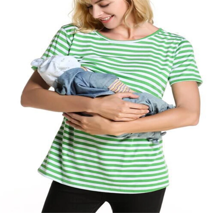 Pregnant women care breastfeeding Round neck striped fed short-sleeve Women's clothes topPregnant women breastfeeding T-shirts
Pregnant women care breastfeeding Round neck striped fed short-sleeve Women's clothes topPregnant women breastfeeding T-shirts
