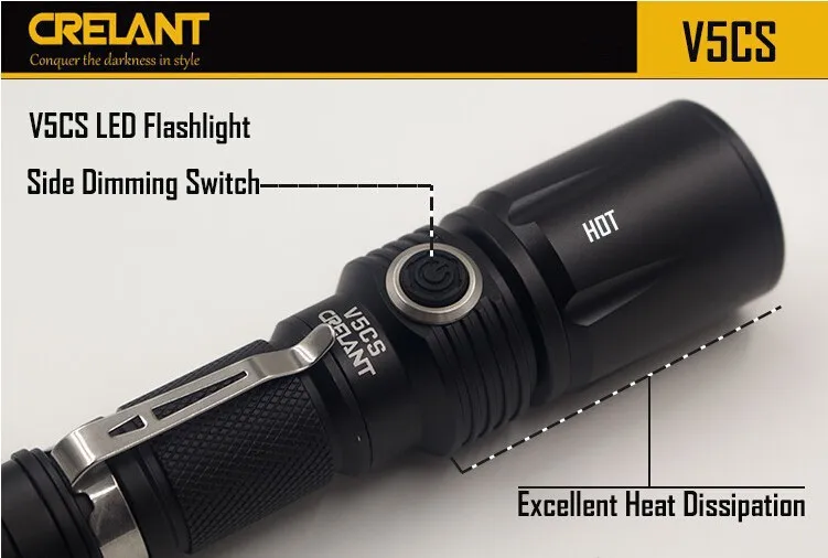 CRELANT V5CS Cree XP-L LED tactical flashlight stepless dimming,Camp, Hike, Bicycle riding, Diver, hunting, Fishing
CRELANT V5CS Cree XP-L LED tactical flashlight stepless dimming,Camp, Hike, Bicycle riding, Diver, hunting, Fishing