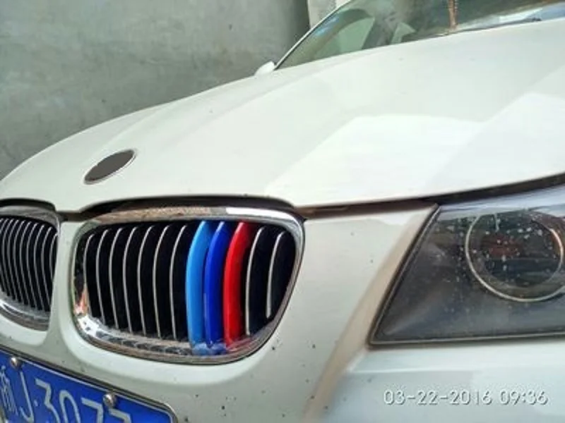 Наклейка на решетку автомобиля Angelguoguo в спортивную полоску ABS для BMW 3 серии E90