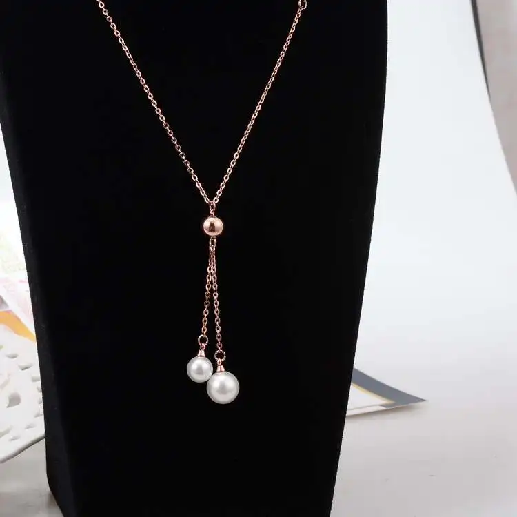 YUN RUO Rose Gold Color Fashion Pearl Sweater Necklace Long Chain Titanium Steel Jewelry Woman Gift Never Fade Drop Ship 2019
YUN RUO Rose Gold Color Fashion Pearl Sweater Necklace Long Chain Titanium Steel Jewelry Woman Gift Never Fade Drop Ship 2019