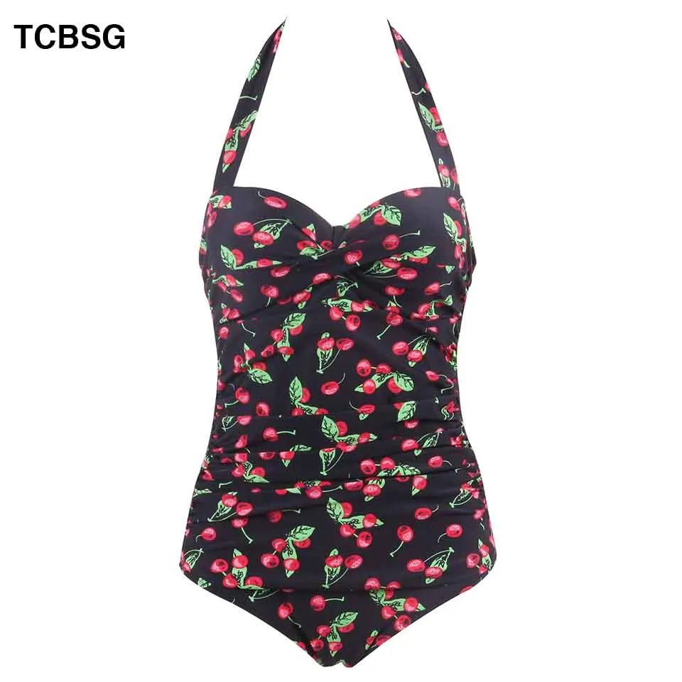 TCBSG 2019 New Sexy One Piece Swimsuit Plus Size Swimwear Women Bodysuit Bathing Suit Beachwear Retro Vintage Print | Спорт и