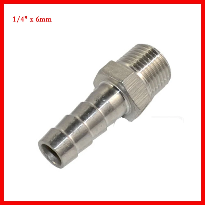 New arrival Stainless Steel SS304 1/4" x 6mm Male thread Pipe fitting barb Hose Tail Connector 5 pcs/lot
New arrival Stainless Steel SS304 1/4" x 6mm Male thread Pipe fitting barb Hose Tail Connector 5 pcs/lot