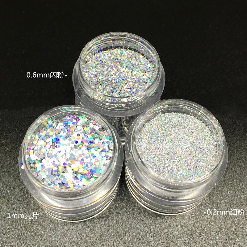 10ML/box 0.2mm,0.4mm, 1mm Fine Holographic Laser Sparkly Silver Nail Art Glitter Dust Powder Hexagon Shape Nail Art decoration
10ML/box 0.2mm,0.4mm, 1mm Fine Holographic Laser Sparkly Silver Nail Art Glitter Dust Powder Hexagon Shape Nail Art decoration