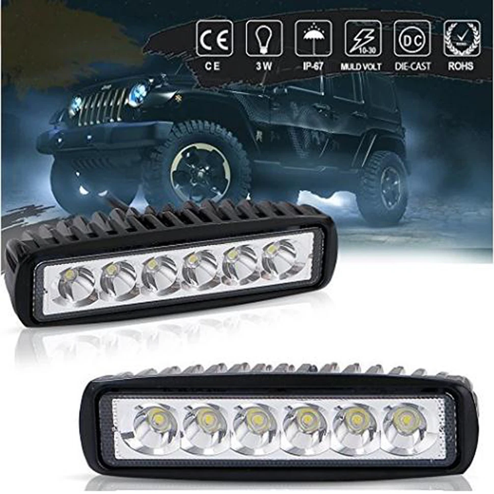2Pcs Car Led Light Bar Offroad Spotlight 6 LED Working Lights 18W Led Light Beams For Truck SUV Waterproof Auto Night Lighting
2Pcs Car Led Light Bar Offroad Spotlight 6 LED Working Lights 18W Led Light Beams For Truck SUV Waterproof Auto Night Lighting