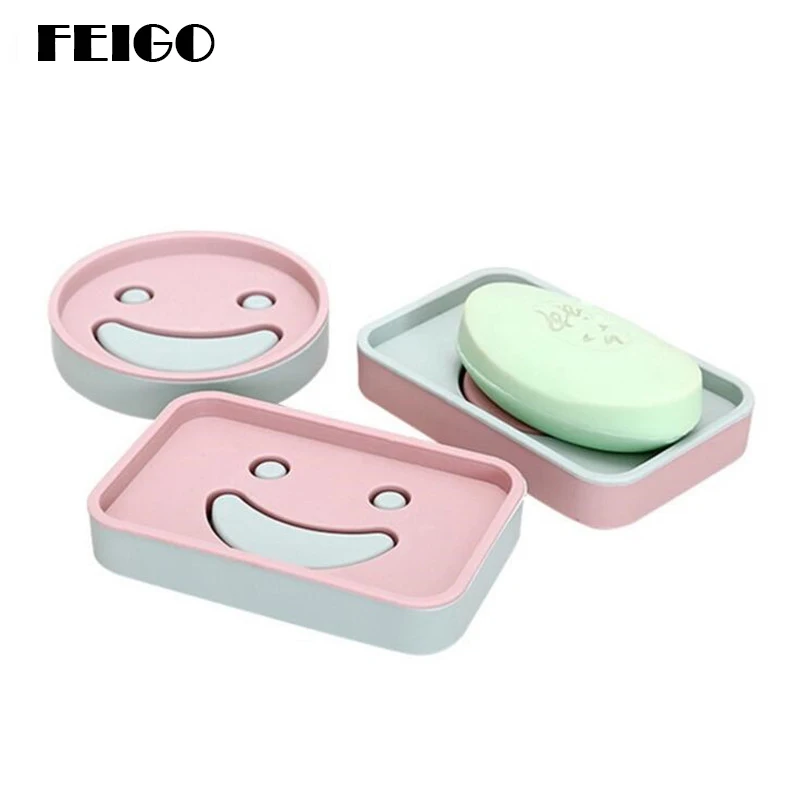 FEIGO Smiley Face Design Plastic Soap Dishes Kitchen Bathroom Accessory Home Hotel Box Draining Holder Round/Square Shape F500
FEIGO Smiley Face Design Plastic Soap Dishes Kitchen Bathroom Accessory Home Hotel Box Draining Holder Round/Square Shape F500