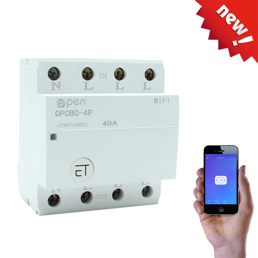 4P 40A Din Rail WIFI Smart Switch дистанционное управление через приложение eWeLink для умного