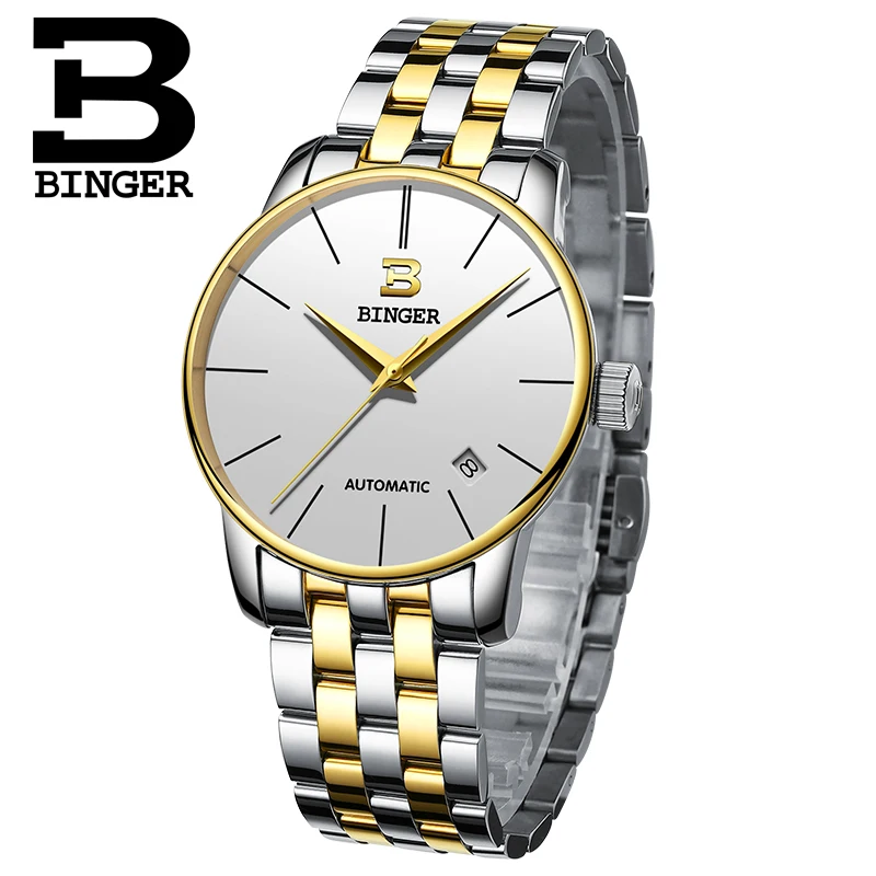 Часы наручные BINGER мужские ультратонкие роскошные брендовые автоматические с