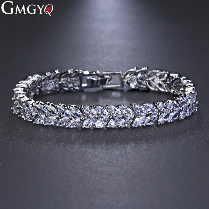 GMGYQ Cubic Zircon Luxury Wedding Fashion Accessories Crystal Elements White Bracelet Leaf Shaped Bride Jewelry Gift for Women
GMGYQ Cubic Zircon Luxury Wedding Fashion Accessories Crystal Elements White Bracelet Leaf Shaped Bride Jewelry Gift for Women