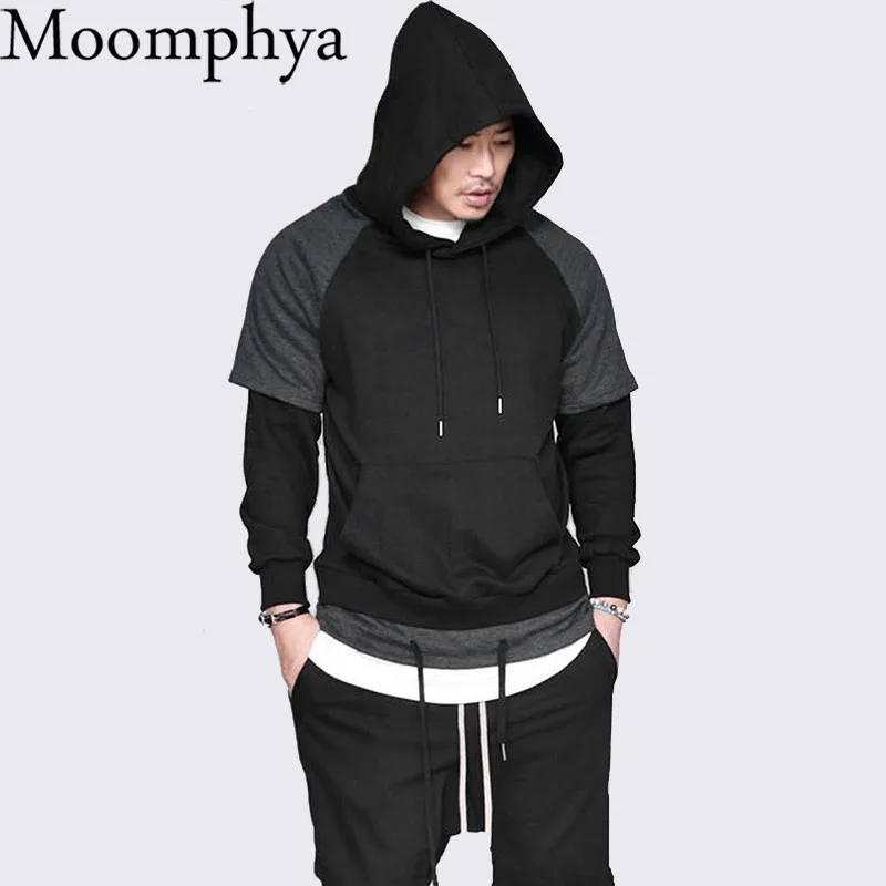 Moomphya False two hoodie men Streetwear Splicing hoodie men Hip hop hooded sweatshirts men Mid pocket hoody men clothes 2018
Moomphya False two hoodie men Streetwear Splicing hoodie men Hip hop hooded sweatshirts men Mid pocket hoody men clothes 2018