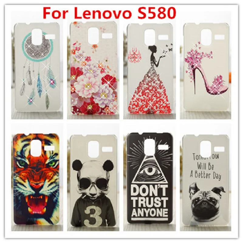 Чехол для Lenovo S580 роскошный Прозрачный 3D чехол с бриллиантами жесткий пластиковый