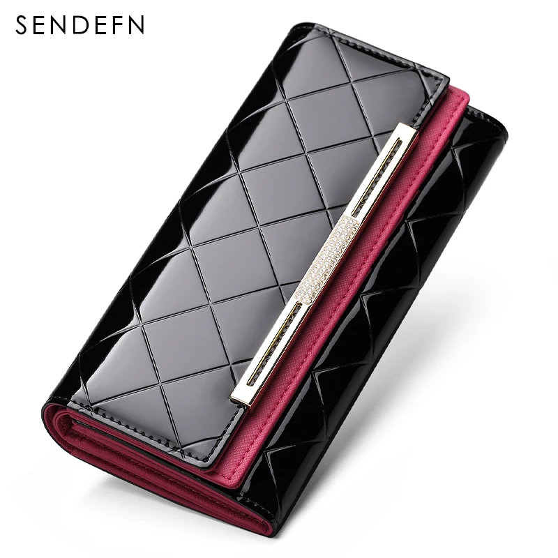 Sendefn fashion patent leather women wallets long plaid lady clutch purse credit card phone holder
Sendefn fashion patent leather women wallets long plaid lady clutch purse credit card phone holder