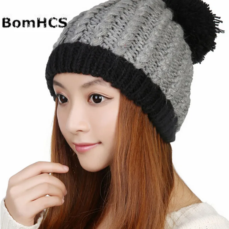 

BomHCS Lovely Women Autumn Winter Beanie Fashion Girl Warm Handmade Knitting Crochet Beret Braided Baggy Hat