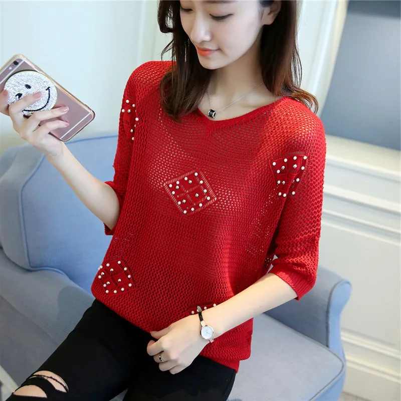 Summer new female loose hollow thin section sunscreen bat sleeve pullover blouse female short-sleeved sweater
Summer new female loose hollow thin section sunscreen bat sleeve pullover blouse female short-sleeved sweater