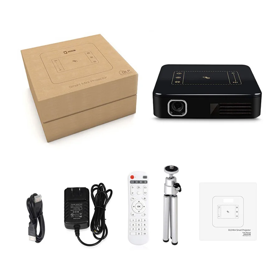 Карманный мини проектор WZATCO D13 Android 7 1 4K Smart Pico DLP портативный светодиодный Wi Fi со