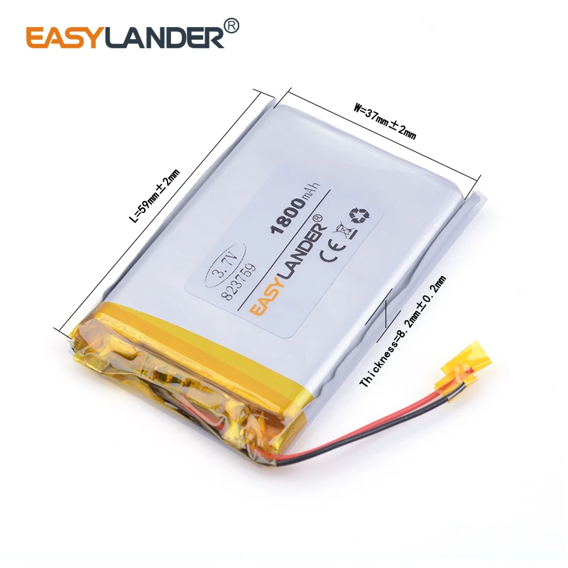 3pcs /Lot 823759 1800MAH 3.7V lithium Li ion polymer rechargeable battery mobile power equipment For E-book tablet pc PDA Tools |