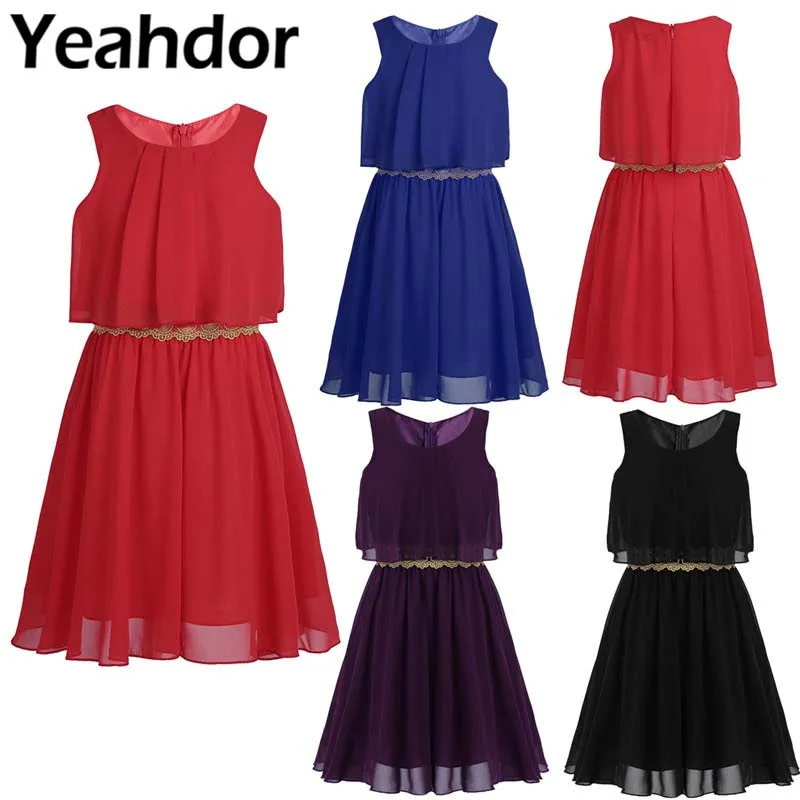 Плиссированное плиссированное платье с оборками Vestidos детское шифоновое для