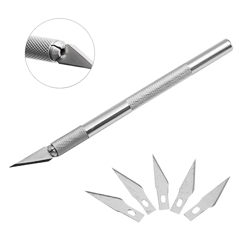 JZL Wood Engraving knives Non-Slip Metal Scalpel Knife Tools Kit Cutter + 5pcs Blades Mobile Phone PCB DIY Repair Hand Tool Sets
JZL Wood Engraving knives Non-Slip Metal Scalpel Knife Tools Kit Cutter + 5pcs Blades Mobile Phone PCB DIY Repair Hand Tool Sets