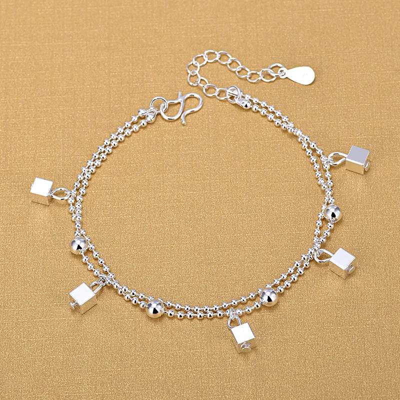Fashion Silver Color Jewelry Double Chain Square Charm Bracelets Anklet for Women Girls Friend Foot Barefoot Leg Jewelry
Fashion Silver Color Jewelry Double Chain Square Charm Bracelets Anklet for Women Girls Friend Foot Barefoot Leg Jewelry