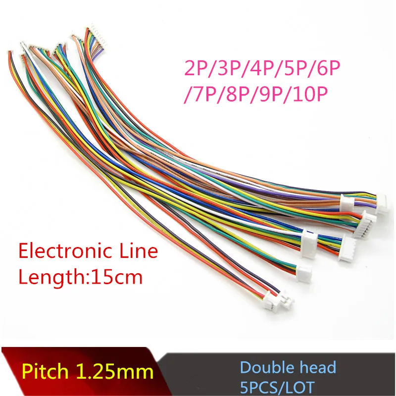 

5PCS/LOT YT2075 Pitch 1.25mm Electronic Line 2P/3P/4P/5P/6P/7P Spacing 1.25mm The connector cable Length 15cm Double head