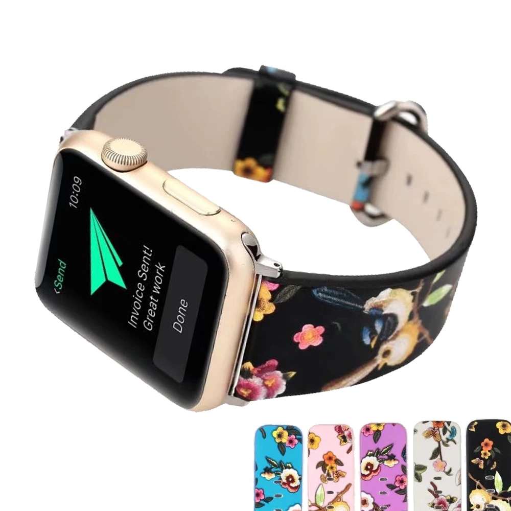Кожаный ремешок для apple watch 38 мм 42 браслет iwatch 3/2 с рисунком насекомых смарт-часов |