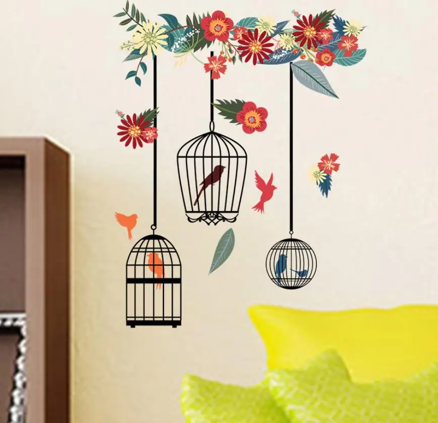 Colorful Flower Birdcage Wall Stickers for Living Room Bedroom Home Decoration Wall Decals Large Murals Art Poster PVC
Colorful Flower Birdcage Wall Stickers for Living Room Bedroom Home Decoration Wall Decals Large Murals Art Poster PVC