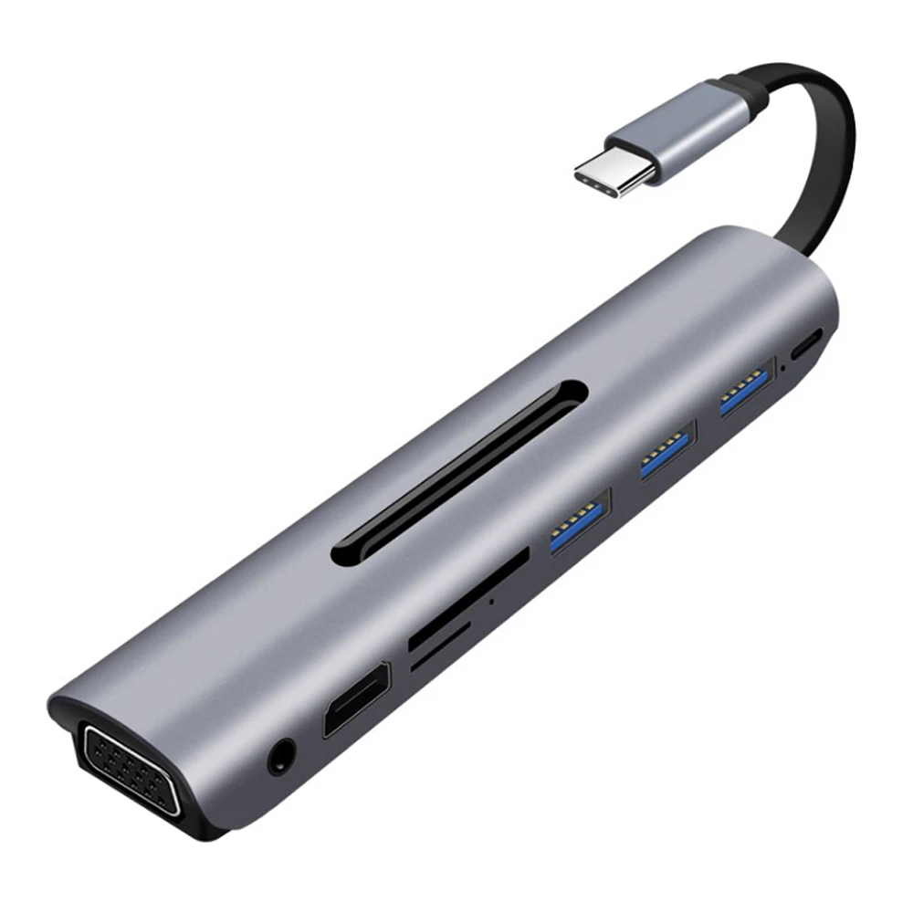 9 in 1 USB C Type C Hub to 3 USB 3.0 VGA HDMI 4K 3.5mm Audio DF TF Card Reader Hub with Type C PD Charging Adapter for Macbook
9 in 1 USB C Type C Hub to 3 USB 3.0 VGA HDMI 4K 3.5mm Audio DF TF Card Reader Hub with Type C PD Charging Adapter for Macbook
