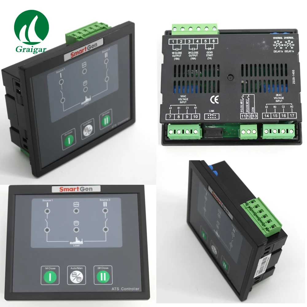 Контроллер SmartGen HAT520N ATS для измерения генератора и отображения 2-полосного 3-фазного напряжения и частоты
Контроллер SmartGen HAT520N ATS для измерения генератора и отображения 2-полосного 3-фазного напряжения и частоты