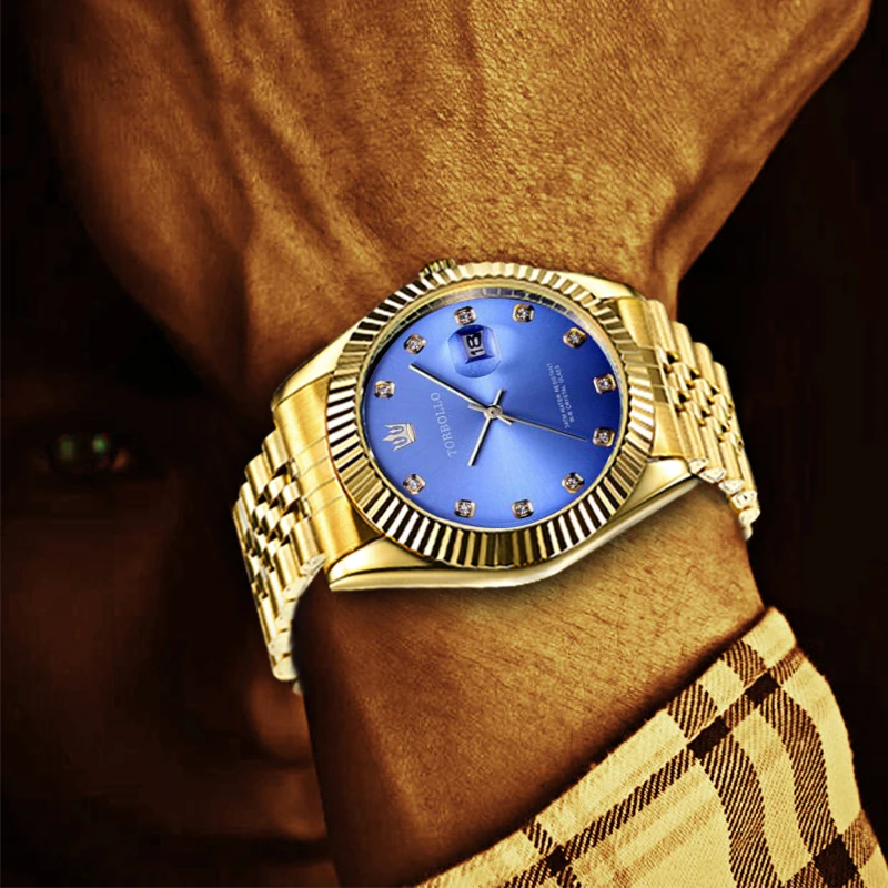 TORBOLLO Brand NEW Fashion Quartz Men's Watch Stainless Steel Date Analog Display Gold Blue Men Watches relogio masculino
TORBOLLO Brand NEW Fashion Quartz Men's Watch Stainless Steel Date Analog Display Gold Blue Men Watches relogio masculino