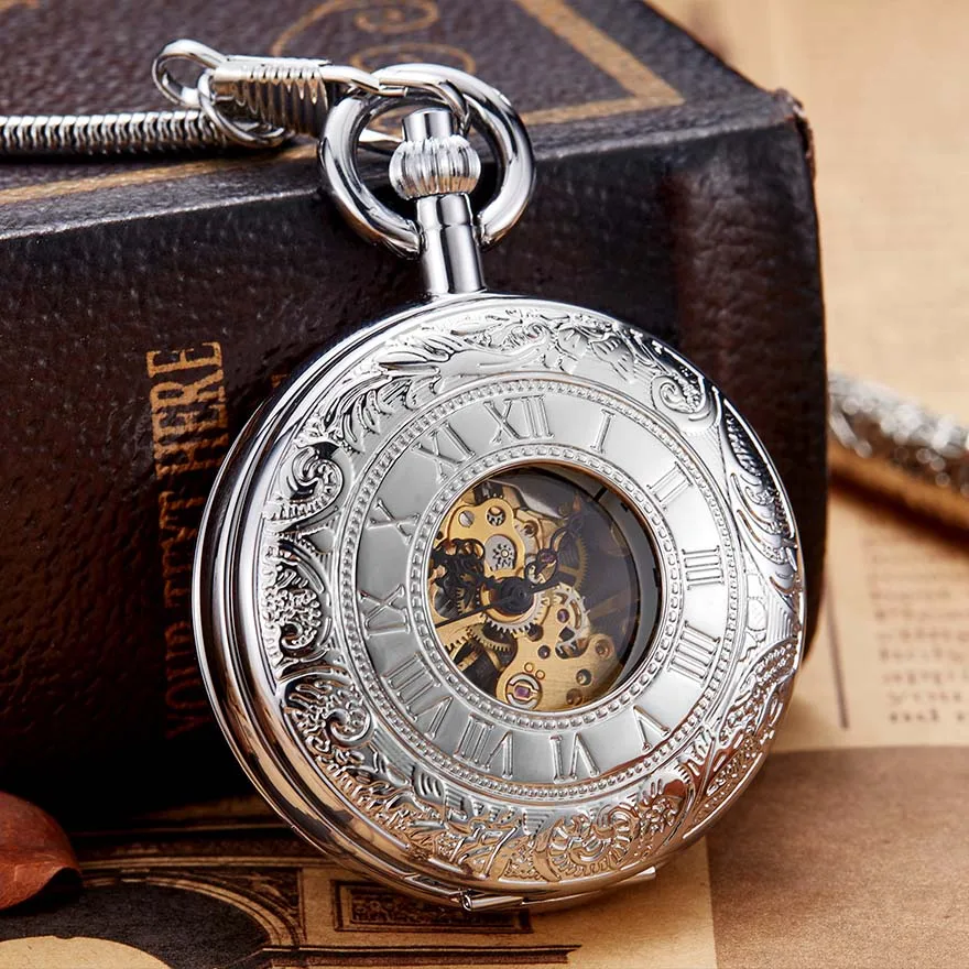 Luxury Sliver Color Mechanical Pocket Watch Men Women Clock Skeleton Gear Dial Gold Antique Flip Case Copper FOB Chain Watches
Luxury Sliver Color Mechanical Pocket Watch Men Women Clock Skeleton Gear Dial Gold Antique Flip Case Copper FOB Chain Watches