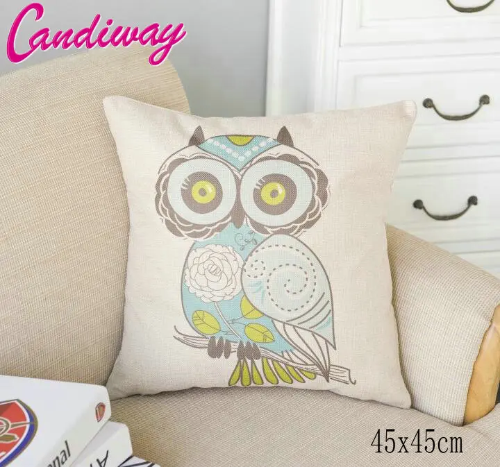 

45x45cm The popular cartoon owl eyes Home Furnishing pillowcase cotton products NB098