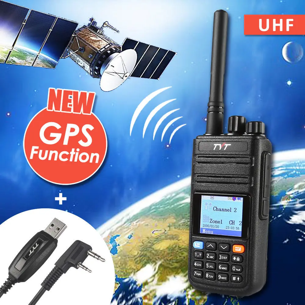 Цифровой радиоприемник TYT MD 380G GPS UHF 400 480 МГц DMR рация Ham приемопередатчик с md380 + USB