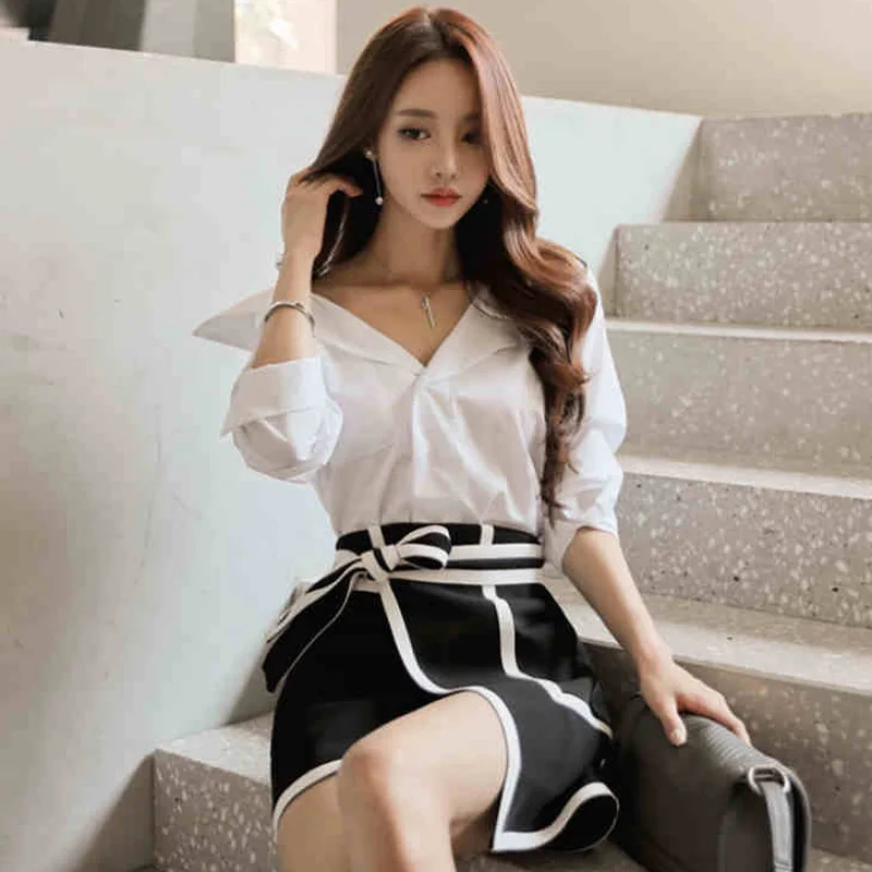 2 Piece Set Plus Size White Full Sleeve Turn-down Collar Sexy Shirt Casual Top and Black Asymmetrical Elegant Party Mini Skirt
2 Piece Set Plus Size White Full Sleeve Turn-down Collar Sexy Shirt Casual Top and Black Asymmetrical Elegant Party Mini Skirt