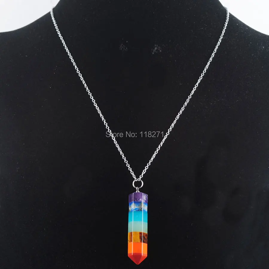 WOJIAER 7 Chakra Pillar Pendulum Pendant Necklace Layered Rainbow Natural Stone Healing Dowsing Reiki (With Chain) 5 Pcs PN3453
WOJIAER 7 Chakra Pillar Pendulum Pendant Necklace Layered Rainbow Natural Stone Healing Dowsing Reiki (With Chain) 5 Pcs PN3453
