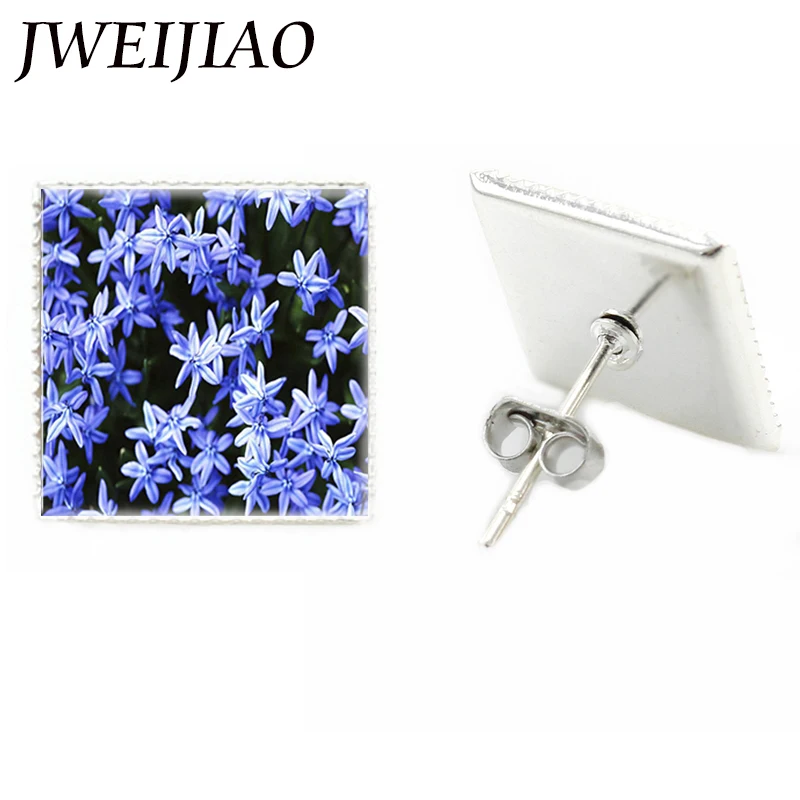 JWEIJIAO модные брендовые ювелирные изделия, элегантные квадратные серьги-гвоздики, гвоздики из Гипсофилы, паникулы, Стеклянные Кабошоны, серь...