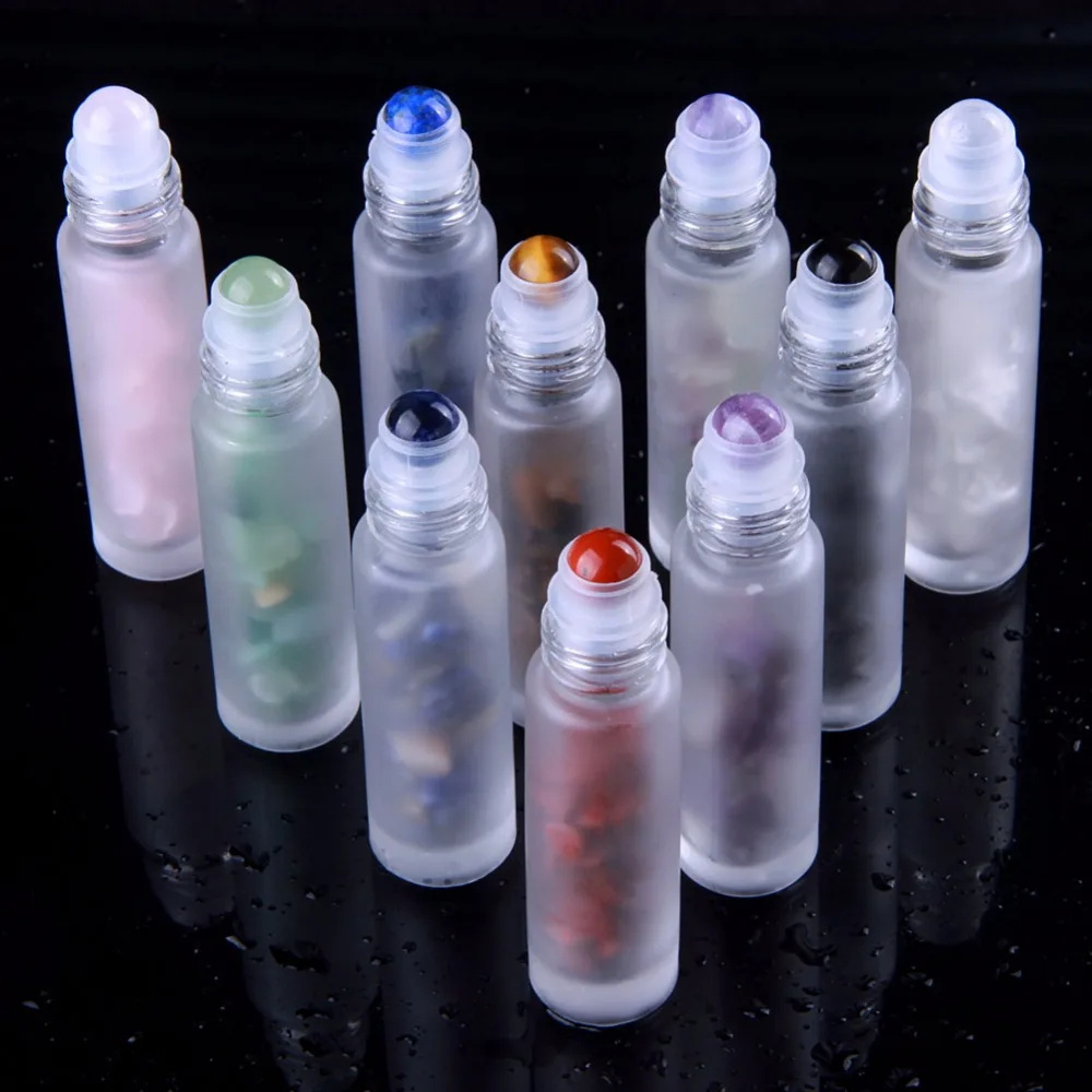 10pcs Natural Semiprecious Stones Essential Oil Gemstone Roller Ball Bottles Frosted Glass 10ml Healing Crystal Chips Inside
10pcs Natural Semiprecious Stones Essential Oil Gemstone Roller Ball Bottles Frosted Glass 10ml Healing Crystal Chips Inside