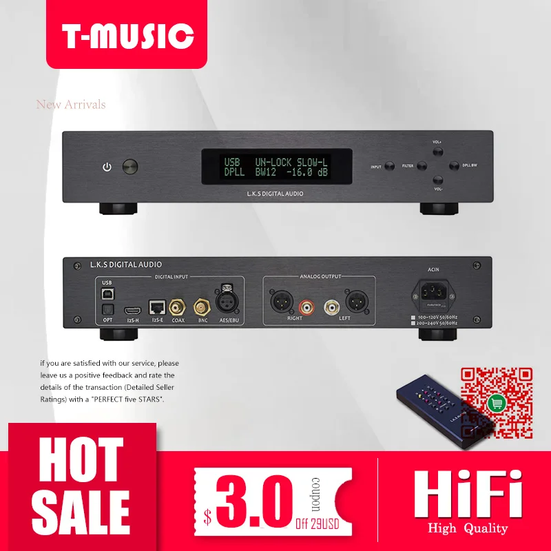 LKS аудио MH DA004 двойной ES9038PRO Amanero USB цифровой Аудио DAC декодер (AC110V или AC220V)|dac