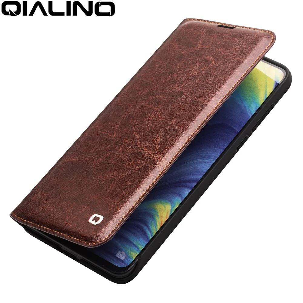 

QIALINO Genuine Leather Ultra Slim Phone Cover for Xiaomi MIx 3 Fashion Handmade Flip Case with Card Slot for Mix 3 6.39 inch