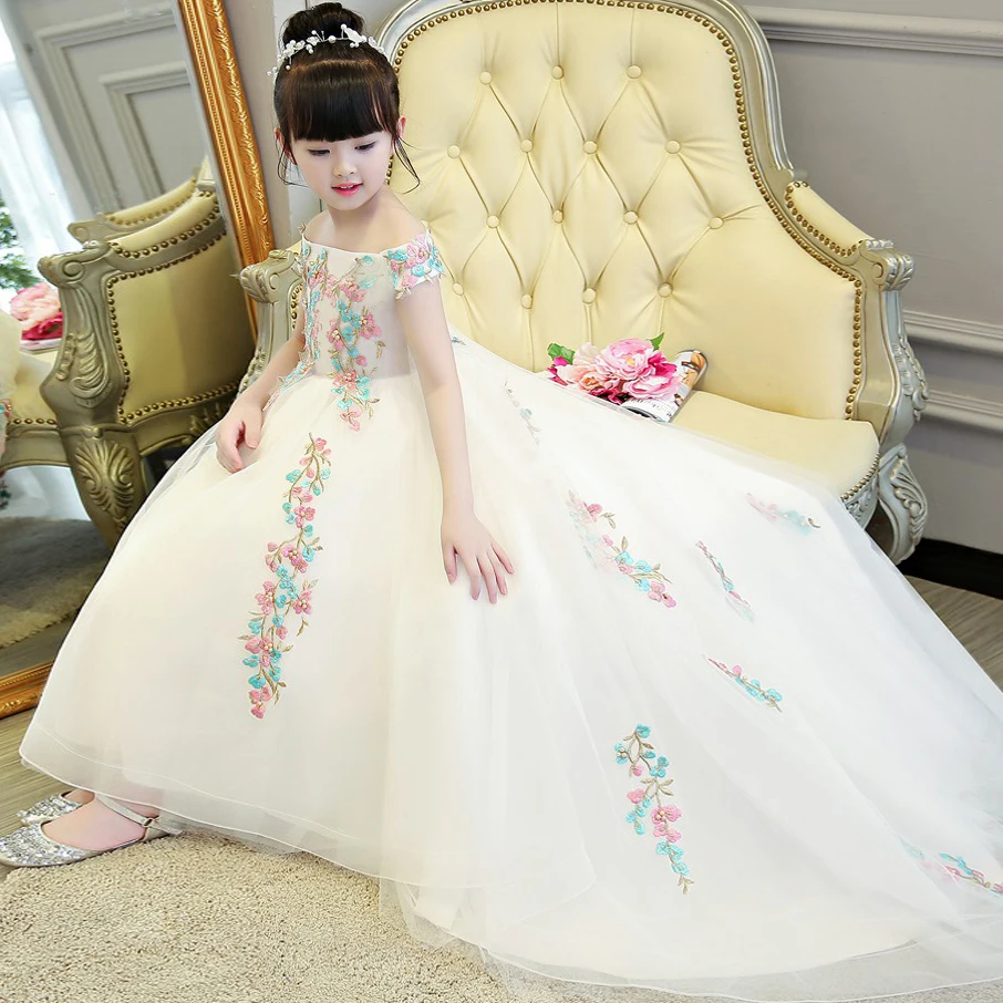 High Quality Girls Children Embroidery Flowers Princess Dress For Piano Host Children Elegant Wedding Birthday Party Tail Dress
High Quality Girls Children Embroidery Flowers Princess Dress For Piano Host Children Elegant Wedding Birthday Party Tail Dress